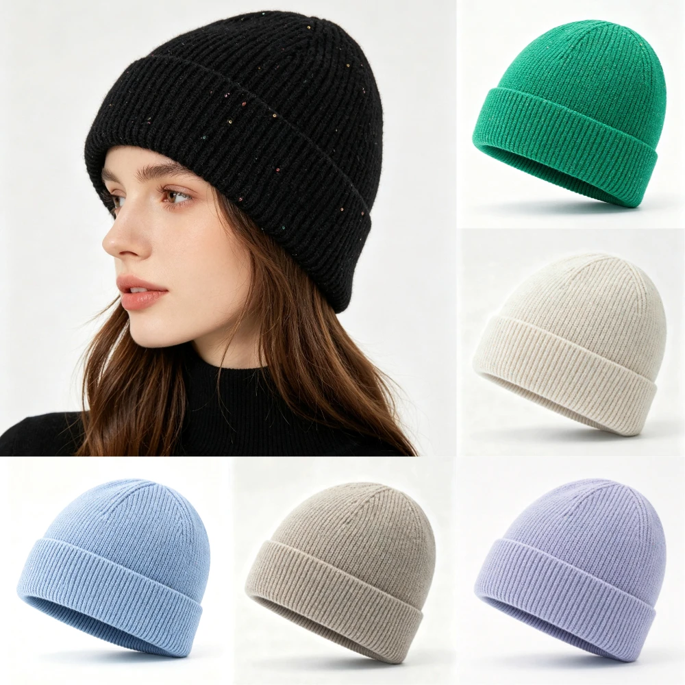 Beanie Cuffed Knit - Новая женская вязаная шапка с манжетами