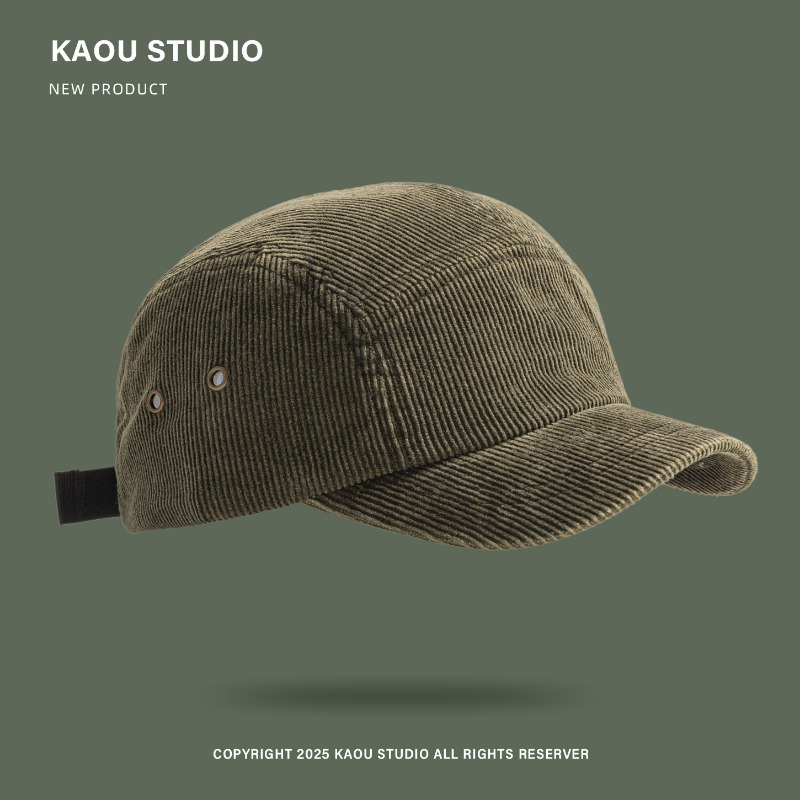 Corduroy Cap 5 Panel - Японская однотонная вельветовая бейсболка в стиле